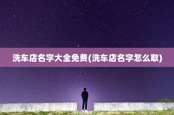 洗车店名字大全免费(洗车店名字怎么取)