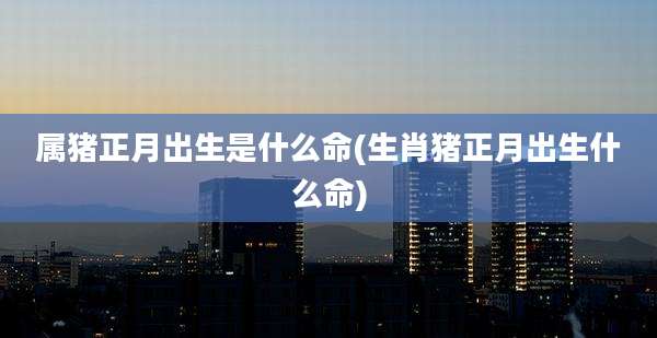 属猪正月出生是什么命(生肖猪正月出生什么命)
