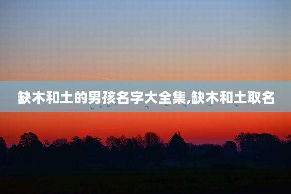 缺木和土的男孩名字大全集,缺木和土取名