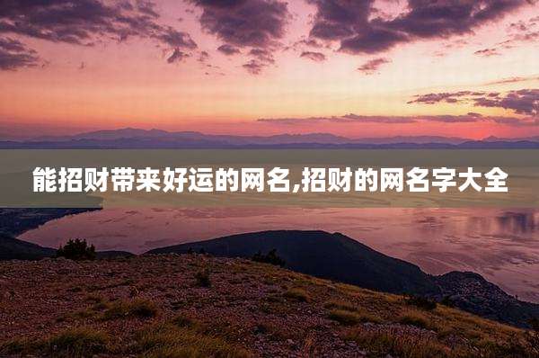 能招财带来好运的网名,招财的网名字大全