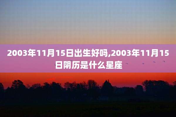 2003年11月15日出生好吗,2003年11月15日阴历是什么星座