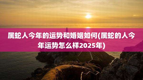 属蛇人今年的运势和婚姻如何(属蛇的人今年运势怎么样2025年)