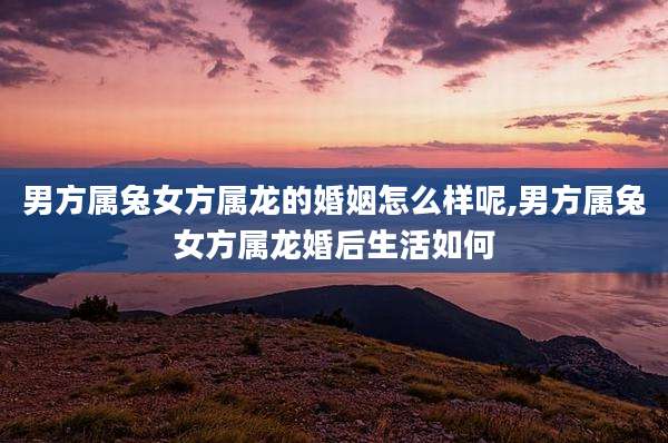 男方属兔女方属龙的婚姻怎么样呢,男方属兔女方属龙婚后生活如何