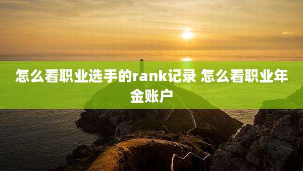 怎么看职业选手的rank记录 怎么看职业年金账户