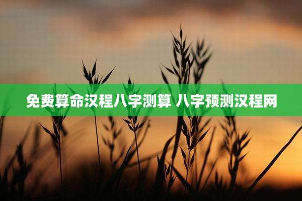 免费算命汉程八字测算 八字预测汉程网