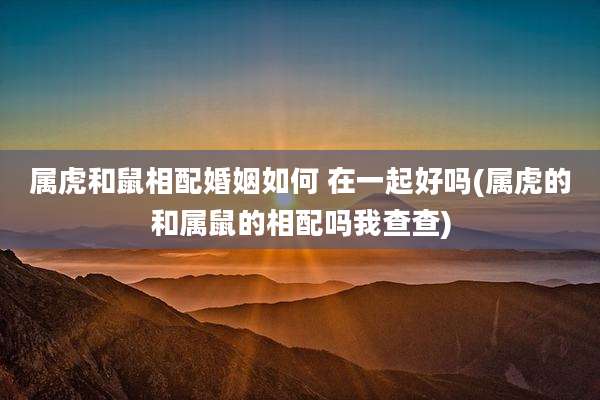 属虎和鼠相配婚姻如何 在一起好吗(属虎的和属鼠的相配吗我查查)