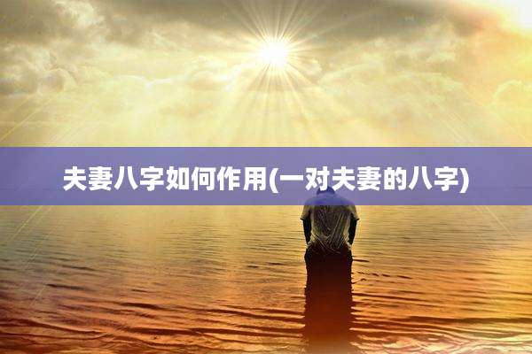 夫妻八字如何作用(一对夫妻的八字)