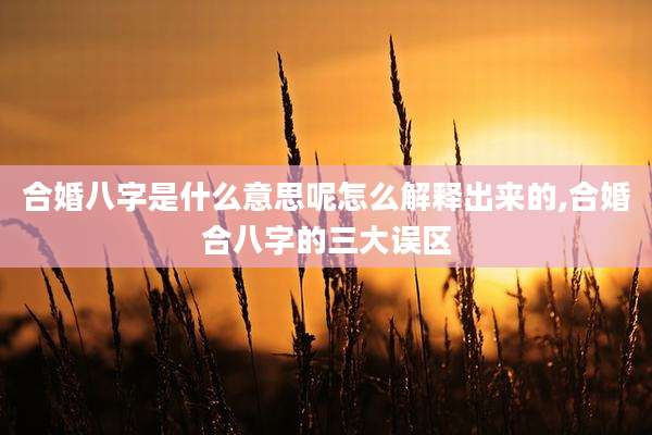 合婚八字是什么意思呢怎么解释出来的,合婚合八字的三大误区