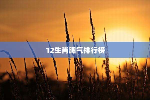12生肖脾气排行榜