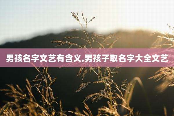 男孩名字文艺有含义,男孩子取名字大全文艺