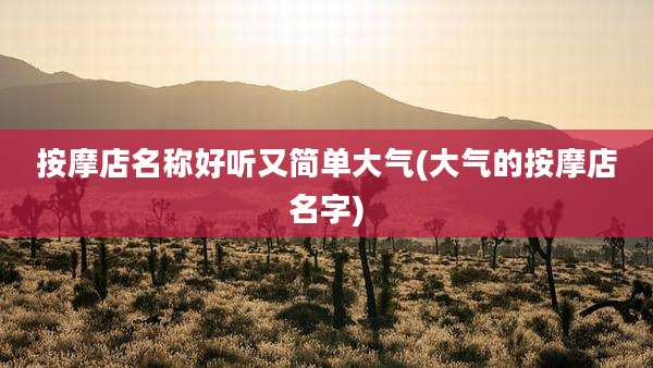 按摩店名称好听又简单大气(大气的按摩店名字)
