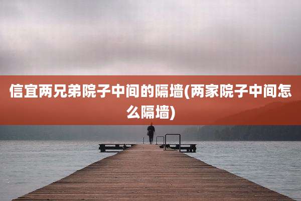 信宜两兄弟院子中间的隔墙(两家院子中间怎么隔墙)
