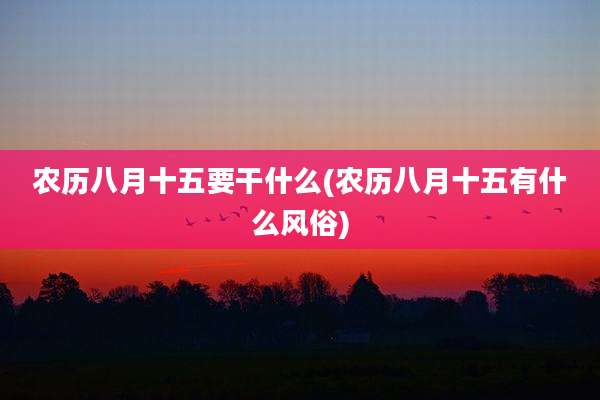农历八月十五要干什么(农历八月十五有什么风俗)