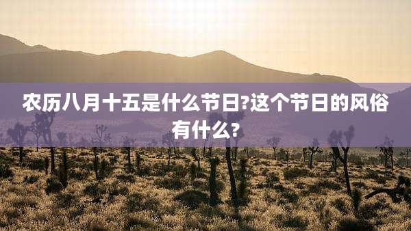 农历八月十五是什么节日?这个节日的风俗有什么?