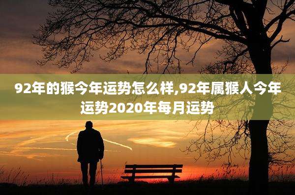 92年的猴今年运势怎么样,92年属猴人今年运势2020年每月运势