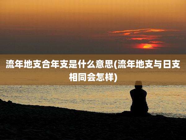 流年地支合年支是什么意思(流年地支与日支相同会怎样)