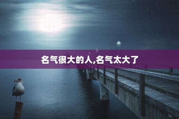 名气很大的人,名气太大了