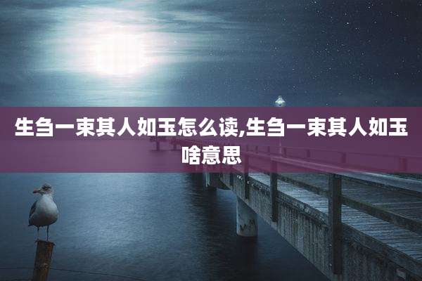 生刍一束其人如玉怎么读,生刍一束其人如玉啥意思