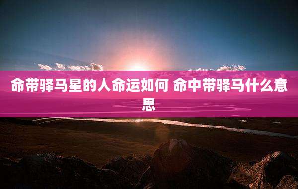命带驿马星的人命运如何 命中带驿马什么意思