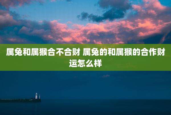 属兔和属猴合不合财 属兔的和属猴的合作财运怎么样