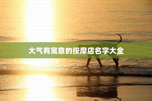 大气有寓意的按摩店名字大全