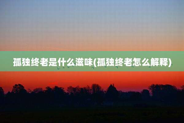 孤独终老是什么滋味(孤独终老怎么解释)