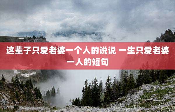 这辈子只爱老婆一个人的说说 一生只爱老婆一人的短句