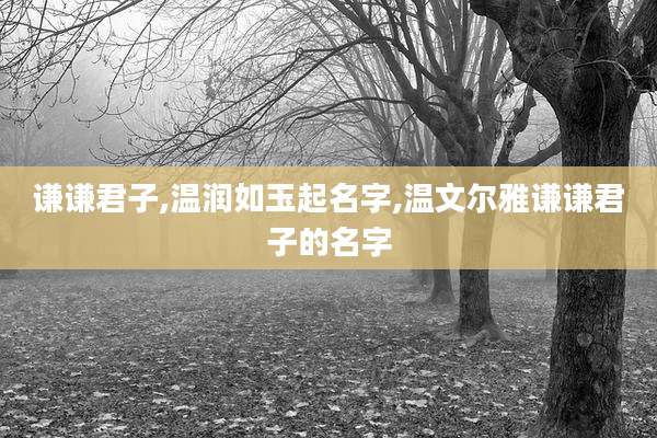 谦谦君子,温润如玉起名字,温文尔雅谦谦君子的名字