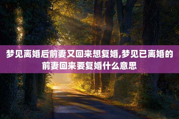 梦见离婚后前妻又回来想复婚,梦见已离婚的前妻回来要复婚什么意思