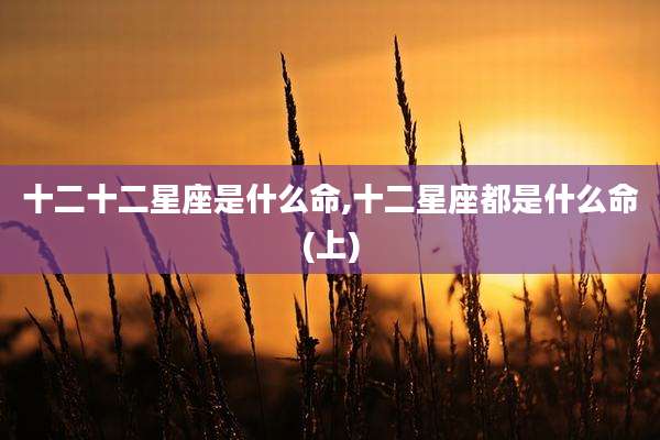十二十二星座是什么命,十二星座都是什么命(上)