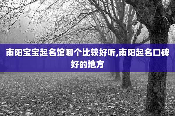 南阳宝宝起名馆哪个比较好听,南阳起名口碑好的地方