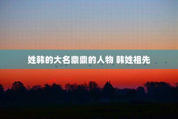 姓韩的大名鼎鼎的人物 韩姓祖先