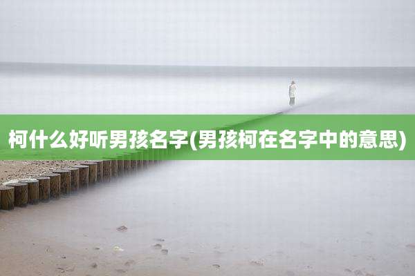 柯什么好听男孩名字(男孩柯在名字中的意思)