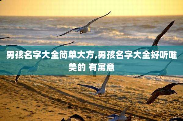 男孩名字大全简单大方,男孩名字大全好听唯美的 有寓意