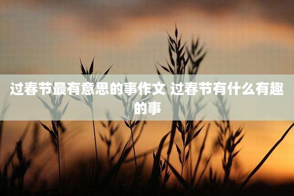 过春节最有意思的事作文 过春节有什么有趣的事