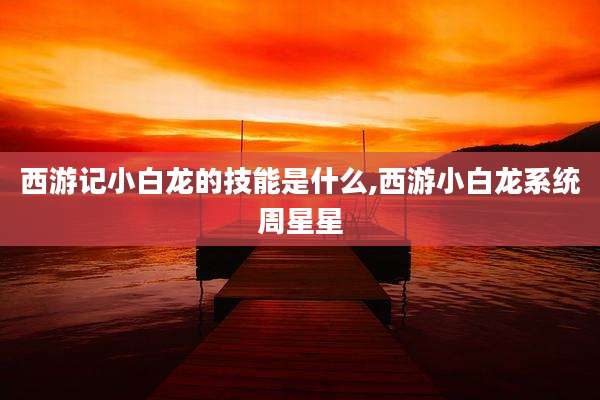 西游记小白龙的技能是什么,西游小白龙系统周星星