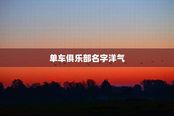 单车俱乐部名字洋气