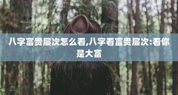 八字富贵层次怎么看,八字看富贵层次:看你是大富