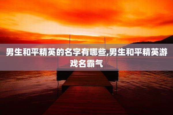 男生和平精英的名字有哪些,男生和平精英游戏名霸气
