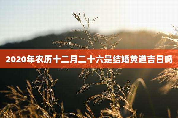 2020年农历十二月二十六是结婚黄道吉日吗