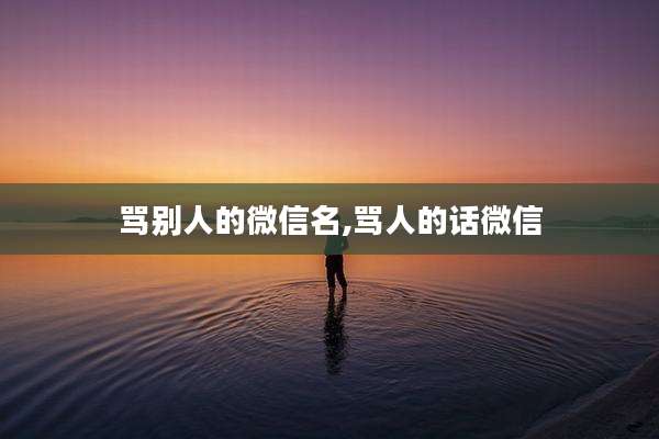 骂别人的微信名,骂人的话微信
