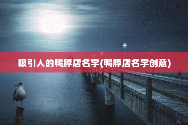 吸引人的鸭脖店名字(鸭脖店名字创意)