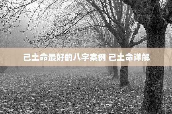 己土命最好的八字案例 己土命详解