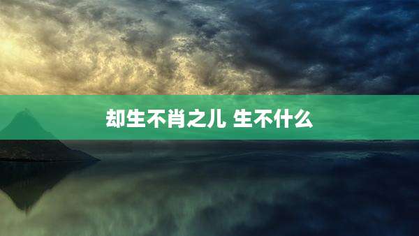 却生不肖之儿 生不什么