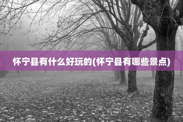 怀宁县有什么好玩的(怀宁县有哪些景点)