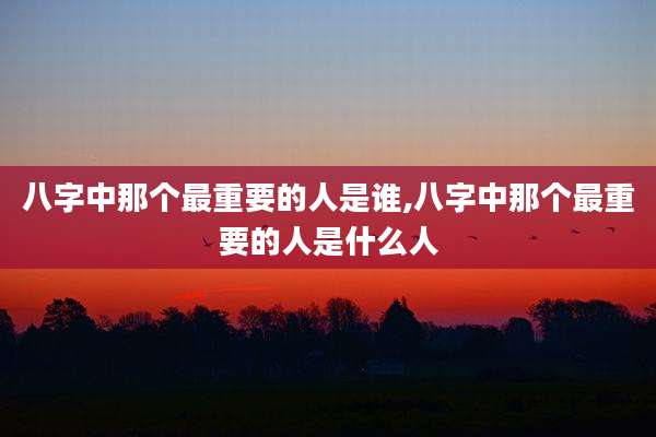 八字中那个最重要的人是谁,八字中那个最重要的人是什么人