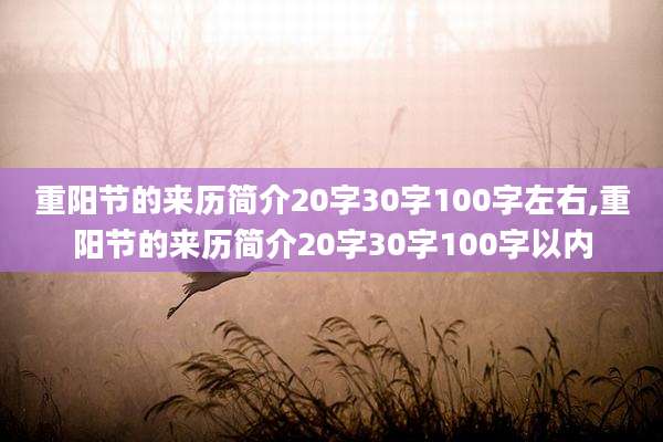 重阳节的来历简介20字30字100字左右,重阳节的来历简介20字30字100字以内