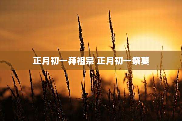 正月初一拜祖宗 正月初一祭奠