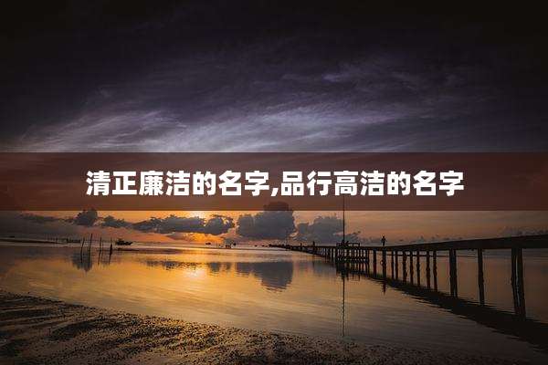 清正廉洁的名字,品行高洁的名字