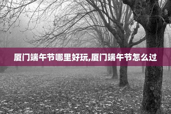 厦门端午节哪里好玩,厦门端午节怎么过